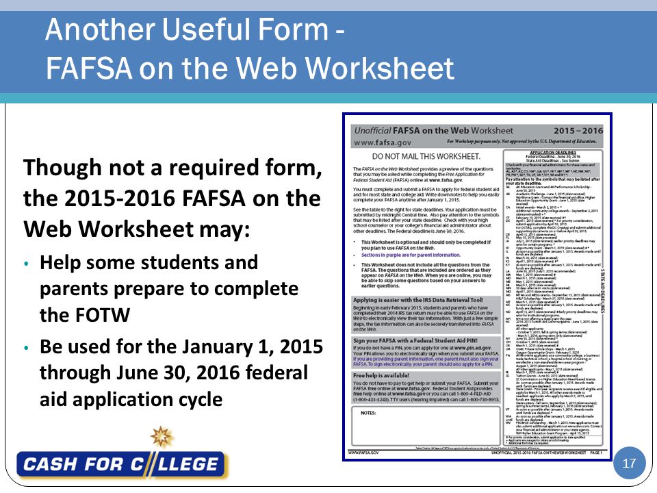 Printables Fafsa On The Web Worksheet applying for financial aid sponsored by presented ppt download another useful form fafsa on the web worksheet though not a required the