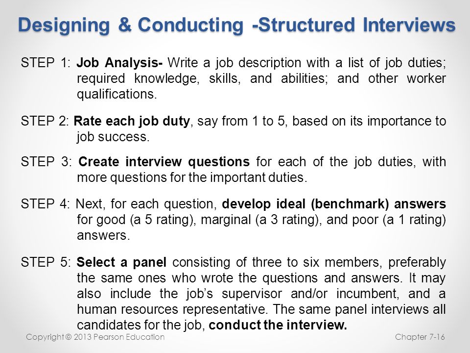 structured interview answers