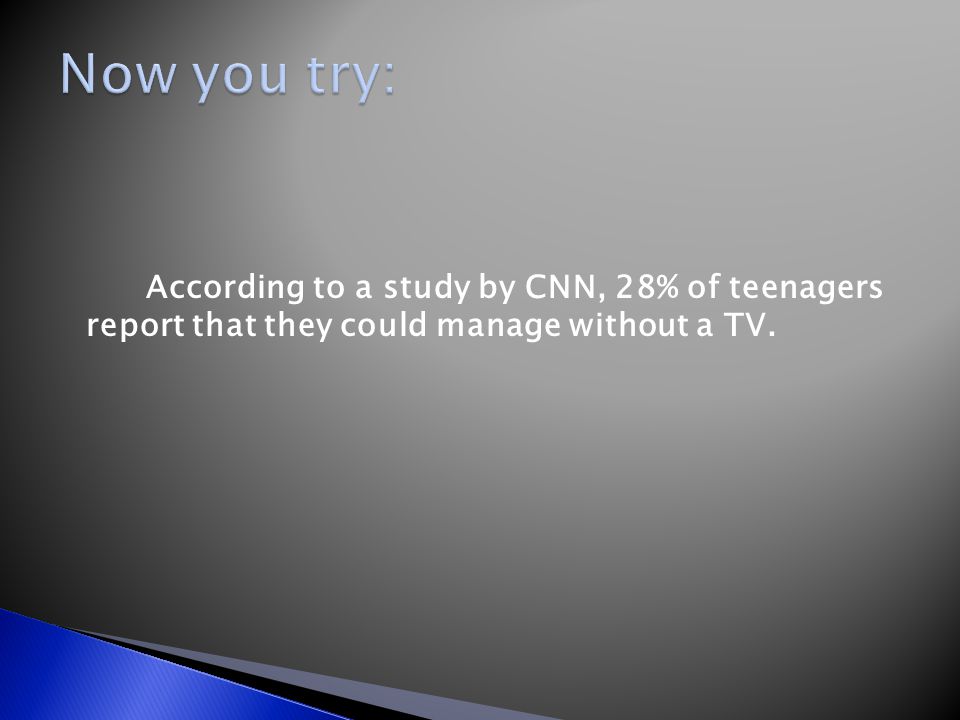 According to a study by CNN, 28% of teenagers report that they could manage without a TV.