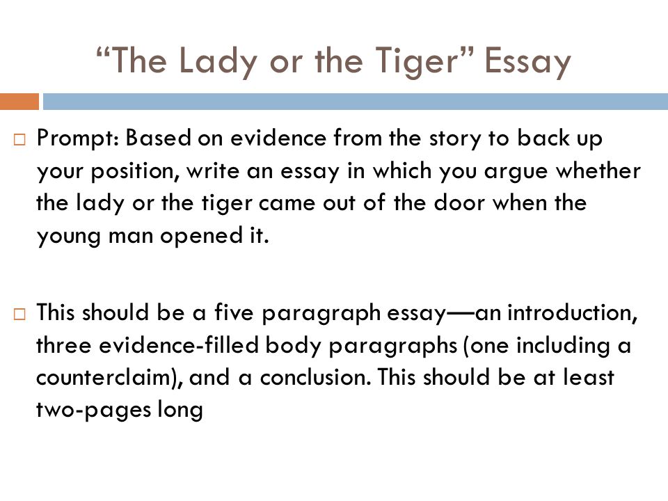 The lady or the tiger essay conclusion