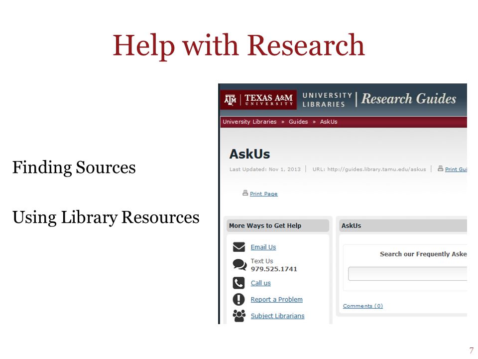 Help with Research Finding Sources Using Library Resources 7