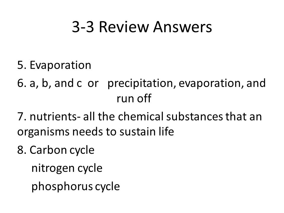 Worksheets Cycles Of Matter Worksheet chapter 3 review 1 answers ecology 2 land water 5 evaporation 6 a b and c