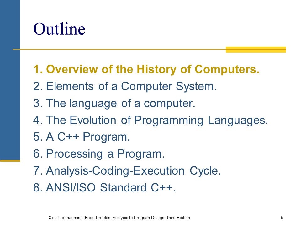 Outline 1. Overview of the History of Computers. 2.