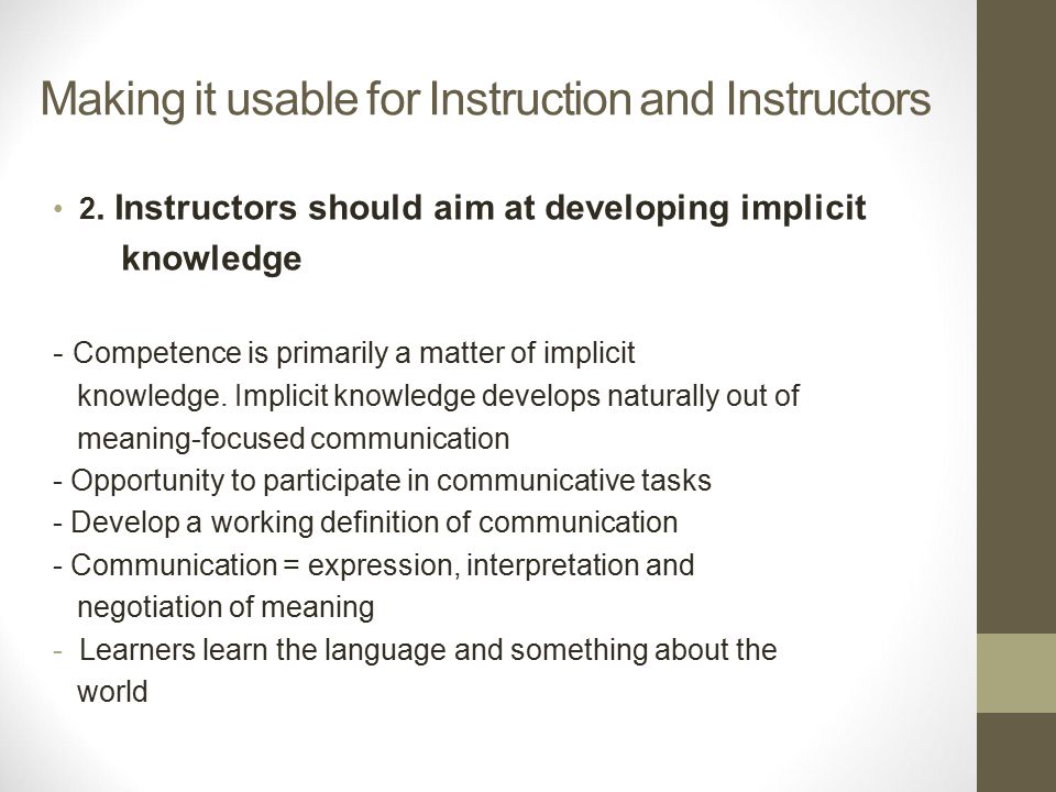 Making it usable for Instruction and Instructors 2.