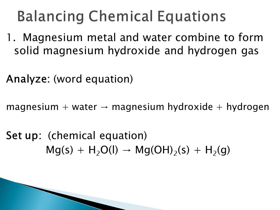 Balanced Equation Of Magnesium Oxide And Water Talkchannels Section 6 1 Chemical Equations Objectives Relate
