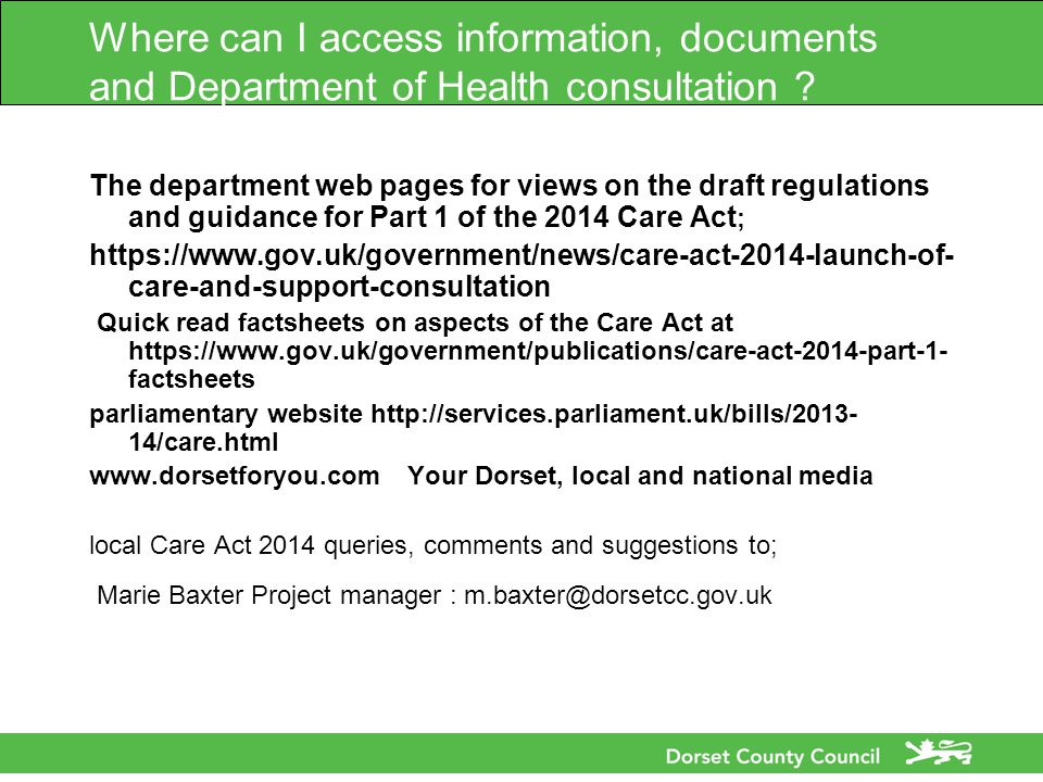 Where can I access information, documents and Department of Health consultation .