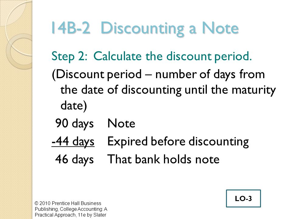 14B-2 Discounting a Note Step 2: Calculate the discount period.