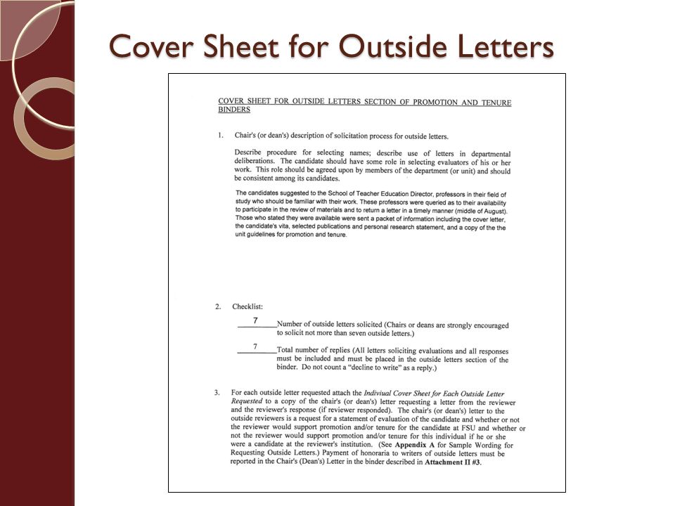 Cover Sheet for Outside Letters