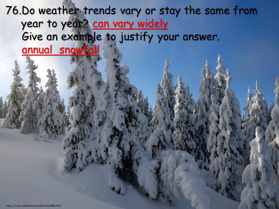 76.Do weather trends vary or stay the same from year to year.