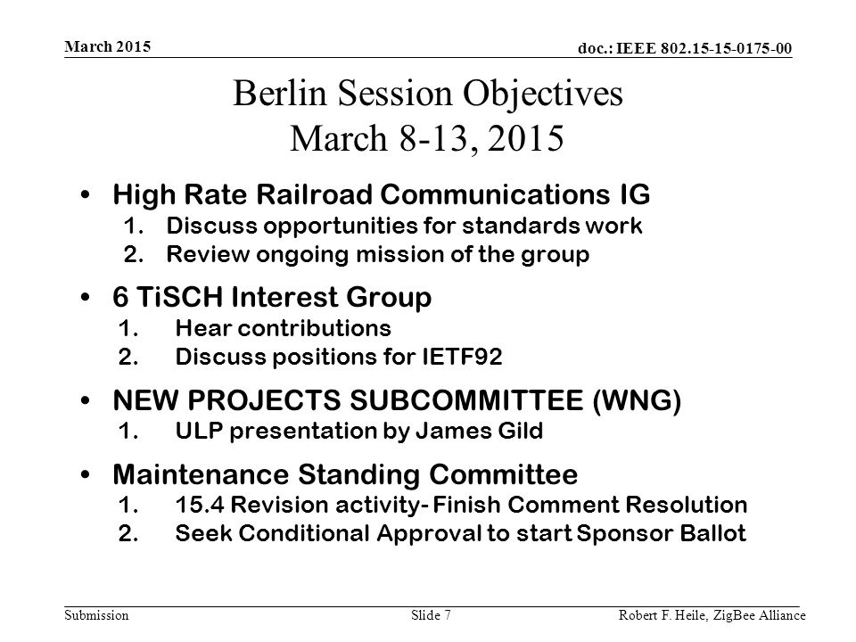 doc.: IEEE Submission March 2015 Robert F.