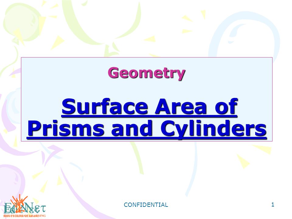 CONFIDENTIAL 1 Geometry Surface Area of Prisms and Cylinders