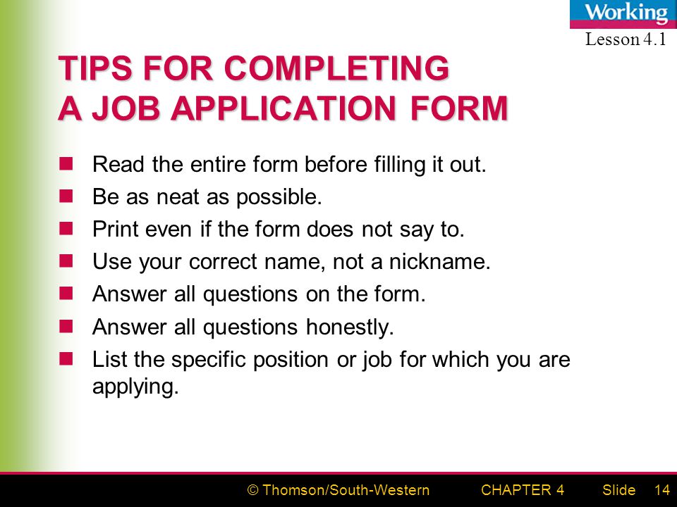 tips for completing application forms