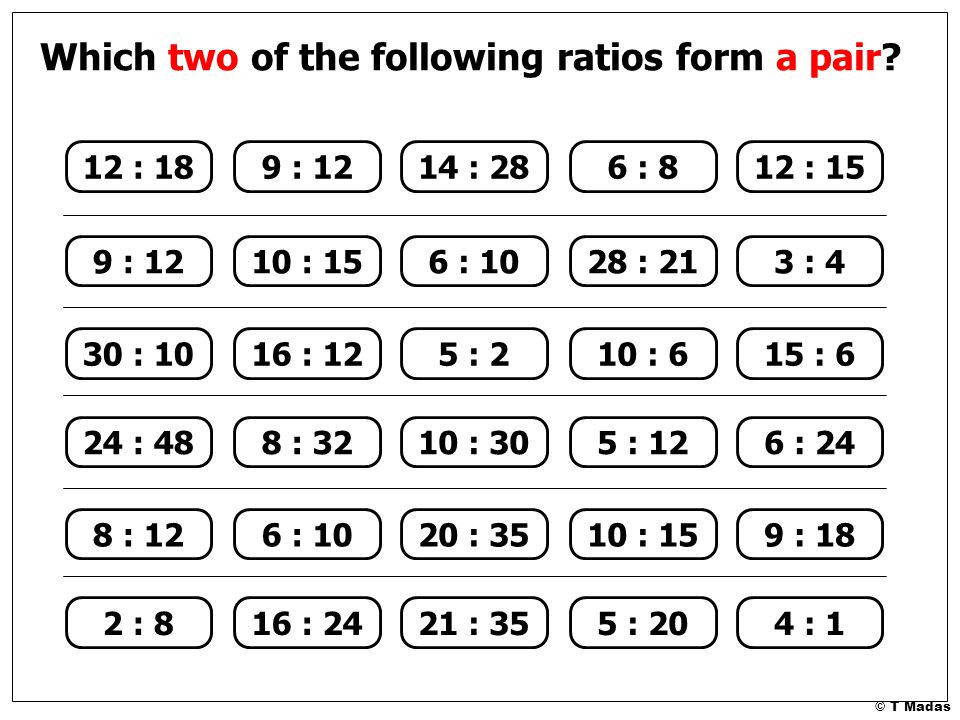 Which two of the following ratios form a pair.