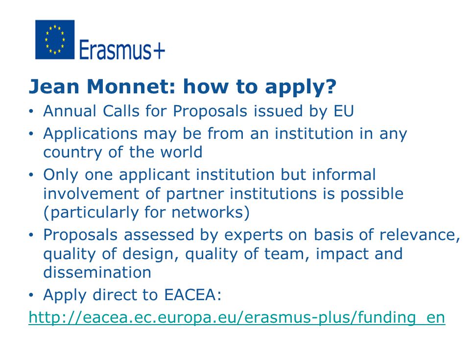 Jean Monnet: how to apply.