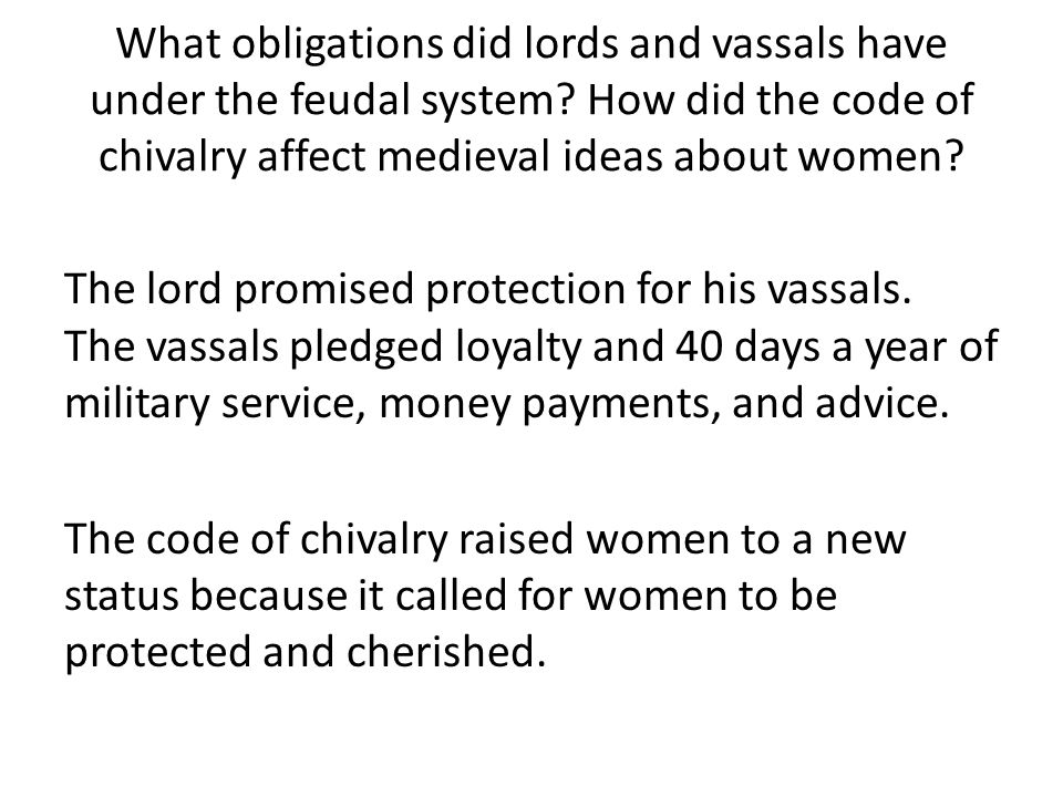 What obligations did lords and vassals have under the feudal system.