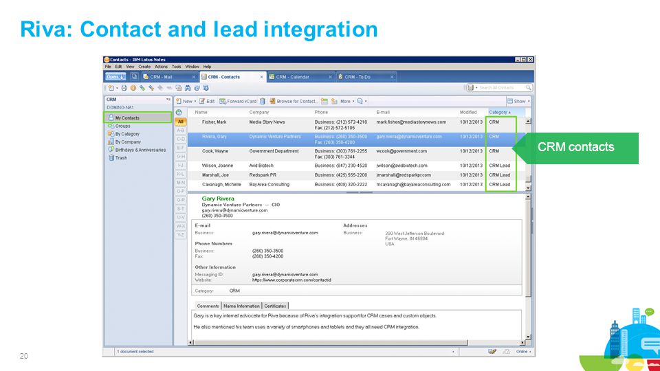 20 Riva: Contact and lead integration CRM contacts