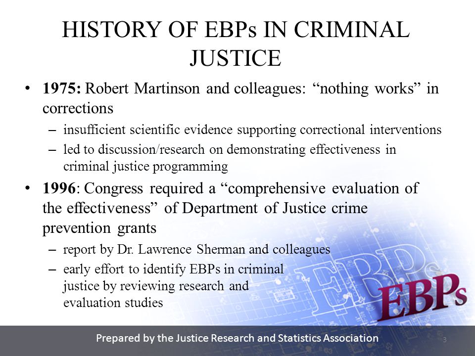 prepared by the justice research and statistics association martinson nothing works