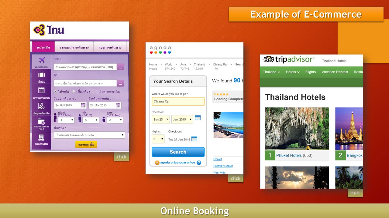 Example of E-Commerce Online Booking click