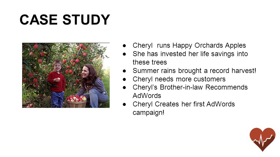 ●Cheryl runs Happy Orchards Apples ●She has invested her life savings into these trees ●Summer rains brought a record harvest.