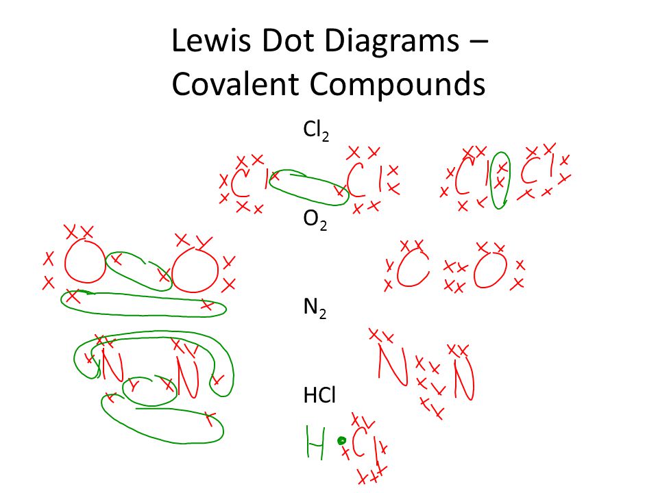Lewis Dot Diagrams – Covalent Compounds Cl 2 O 2 N 2 HCl