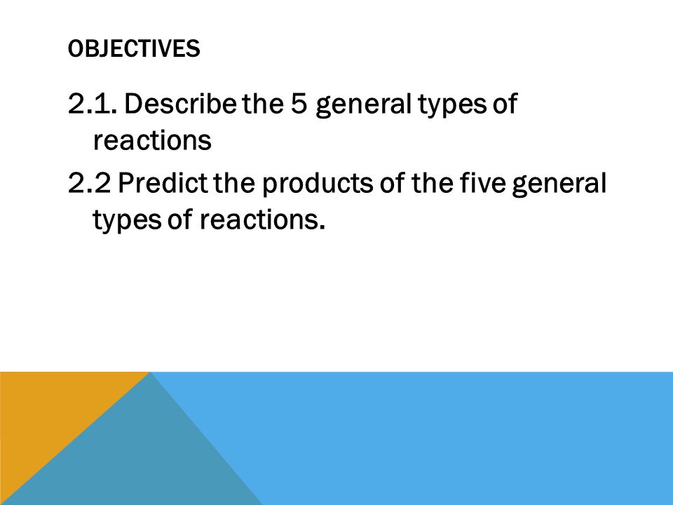11.2: TYPES OF CHEMICAL REACTIONS JANUARY 2015