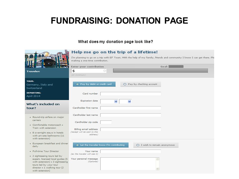 What does my donation page look like FUNDRAISING: DONATION PAGE