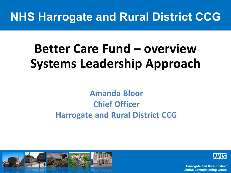 NHS Harrogate and Rural District CCG Better Care Fund – overview Systems Leadership Approach Amanda Bloor Chief Officer Harrogate and Rural District CCG