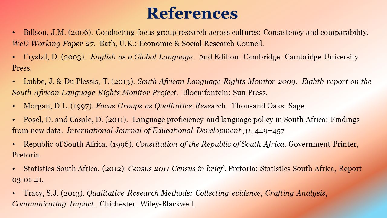 References Billson, J.M. (2006).