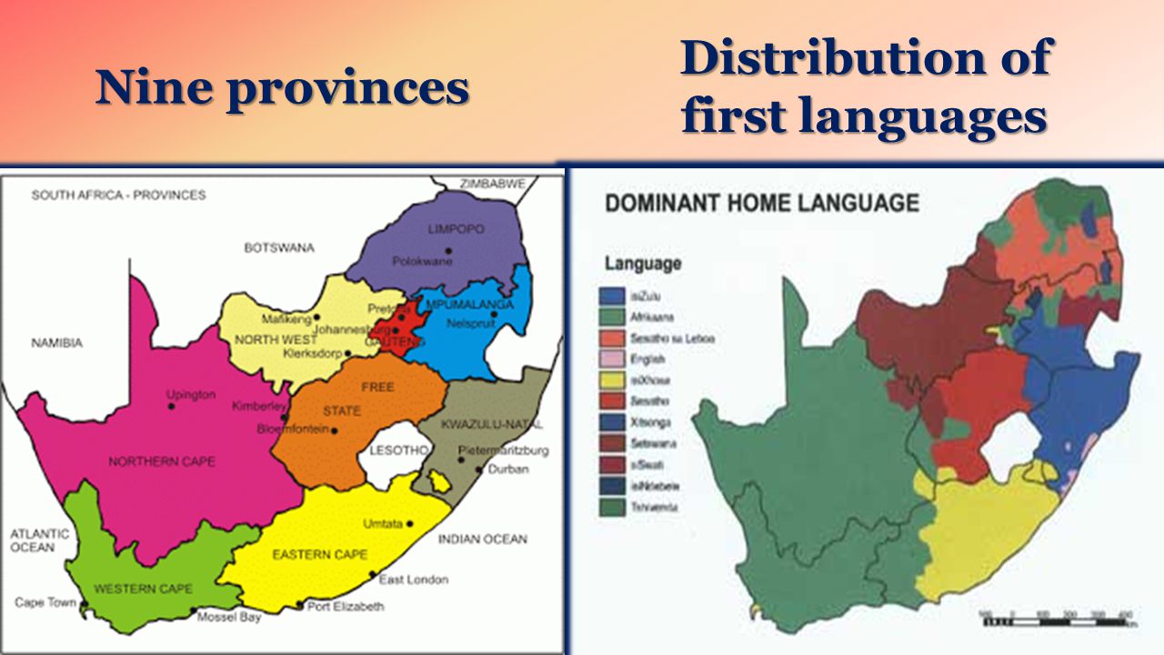 Nine provinces Distribution of first languages