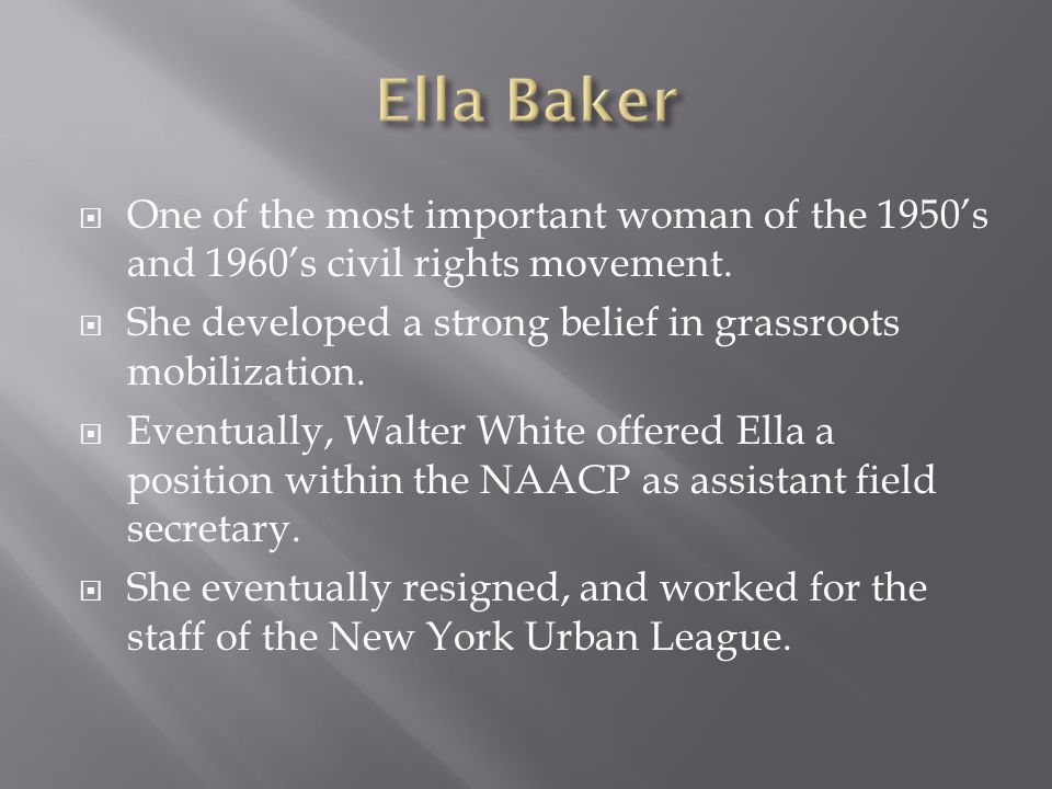  One of the most important woman of the 1950’s and 1960’s civil rights movement.