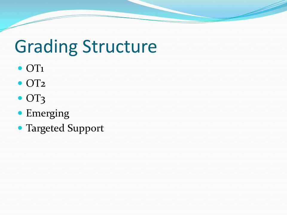 Grading Structure OT1 OT2 OT3 Emerging Targeted Support