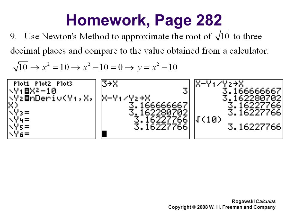 Homework, Page 282 Rogawski Calculus Copyright © 2008 W. H. Freeman and Company