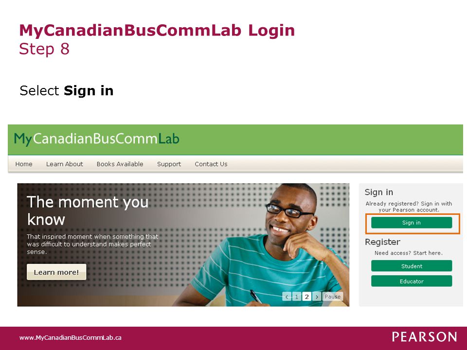 MyCanadianBusCommLab Login Step 8 Select Sign in