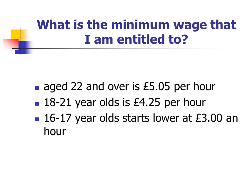 What is the minimum wage that I am entitled to.