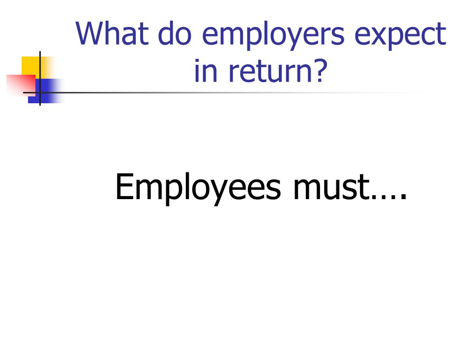 What do employers expect in return Employees must….