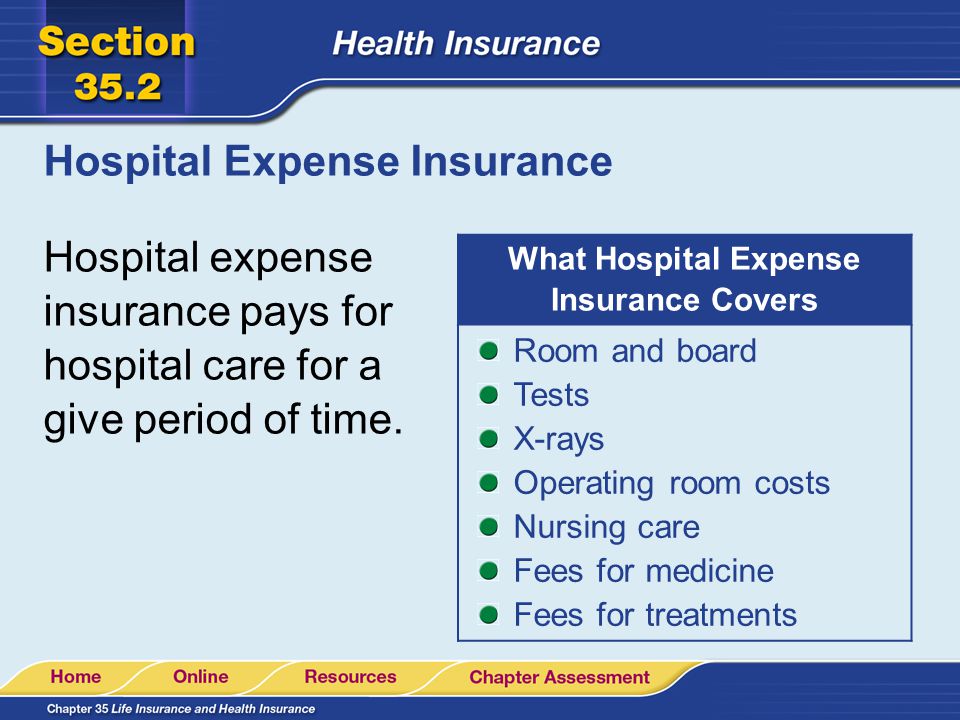 Hospital Expense Insurance Hospital expense insurance pays for hospital care for a give period of time.