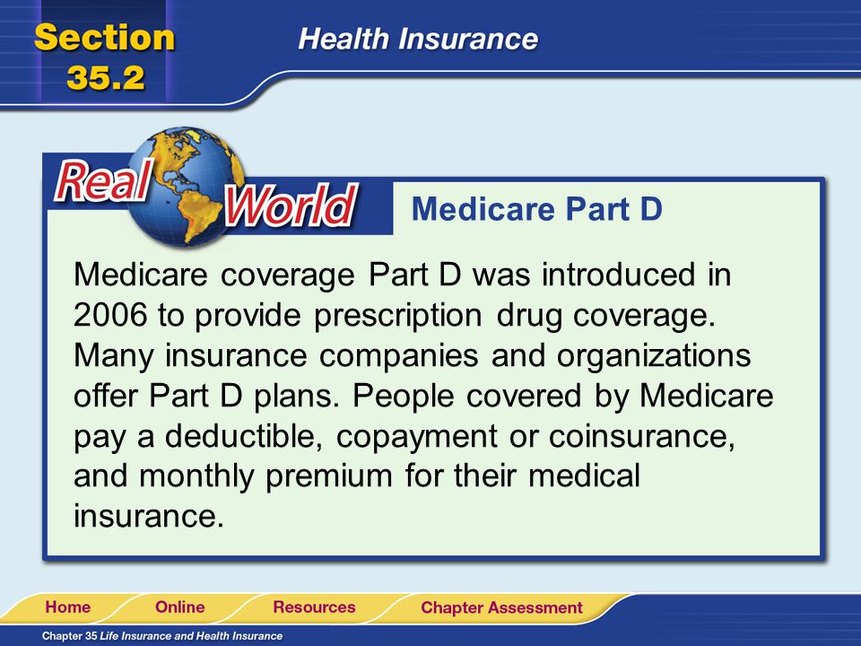 Medicare Part D Medicare coverage Part D was introduced in 2006 to provide prescription drug coverage.