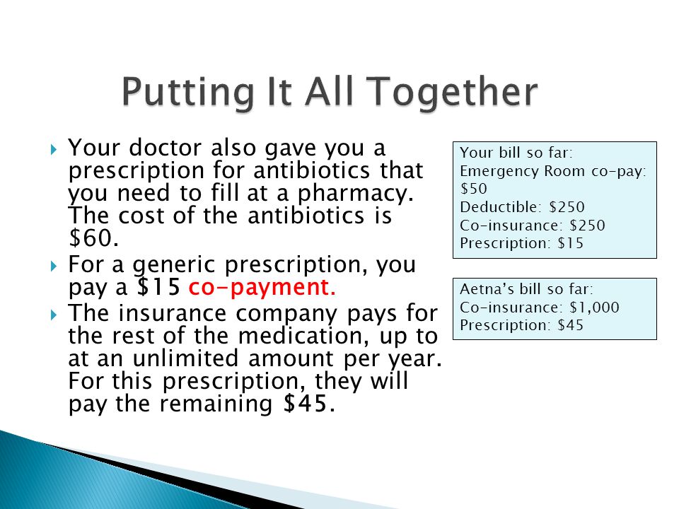  Your doctor also gave you a prescription for antibiotics that you need to fill at a pharmacy.