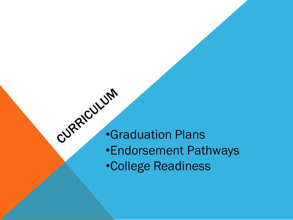 CURRICULUM Graduation Plans Endorsement Pathways College Readiness