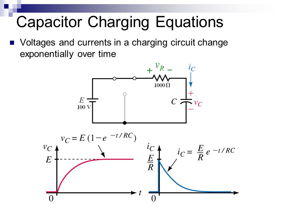 Lesson 15 Capacitors Transient Analysis Learning Objectives 9 Capacitor Charging Equations Voltages And Curs In A Circuit Change Exponentially Over Time