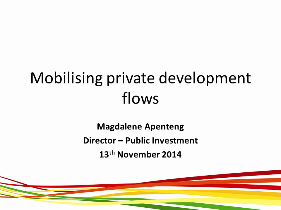 Mobilising private development flows Magdalene Apenteng Director – Public Investment 13 th November 2014