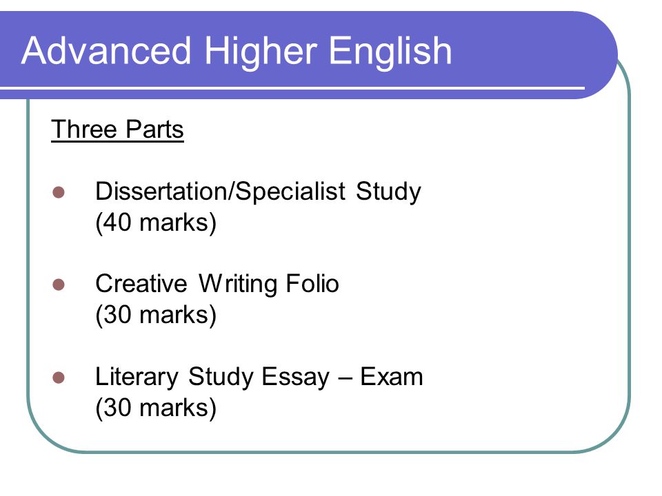 Advanced higher english dissertation structure