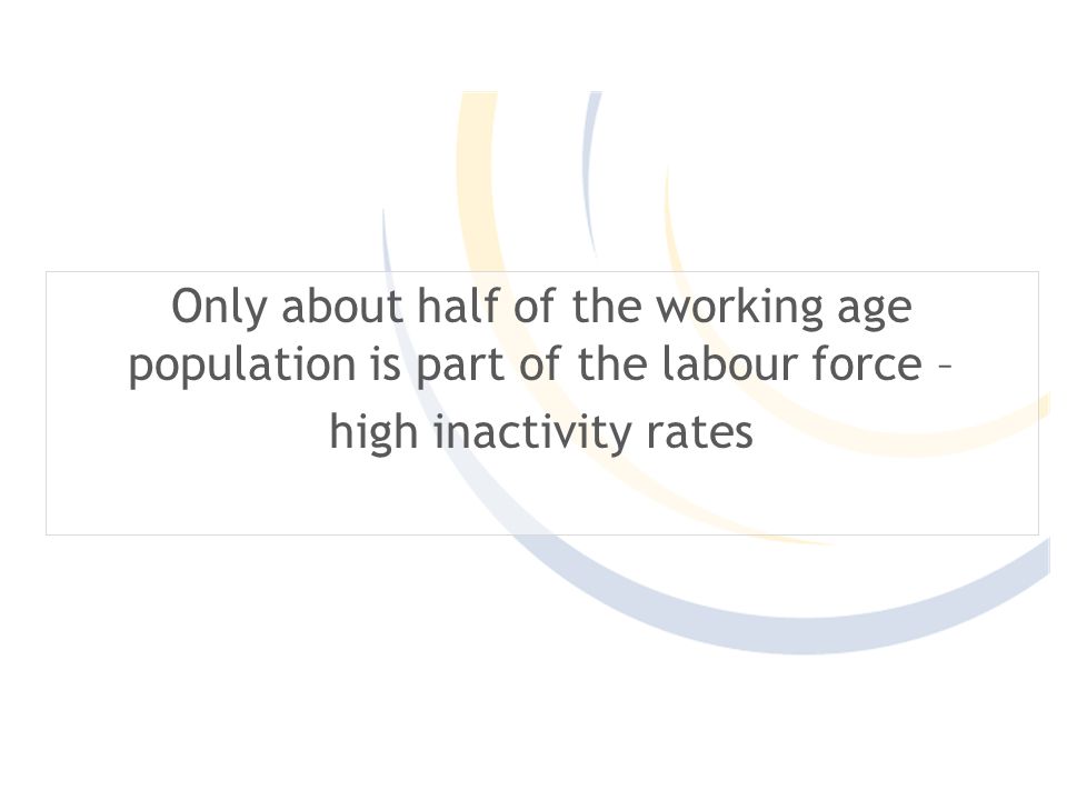 Only about half of the working age population is part of the labour force – high inactivity rates