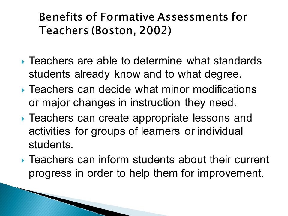  Teachers are able to determine what standards students already know and to what degree.