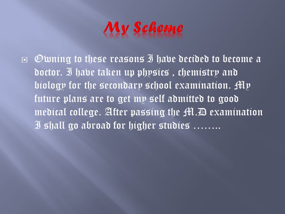 e everybody should have an aim in life a man without an aim in reasons to become a doctor