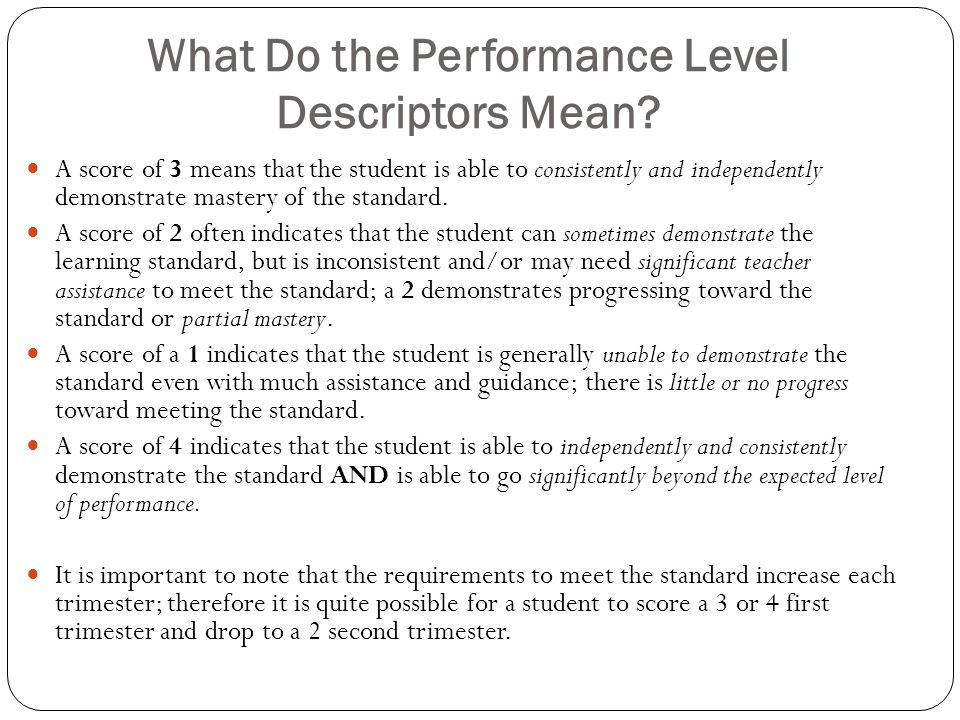 What Do the Performance Level Descriptors Mean.