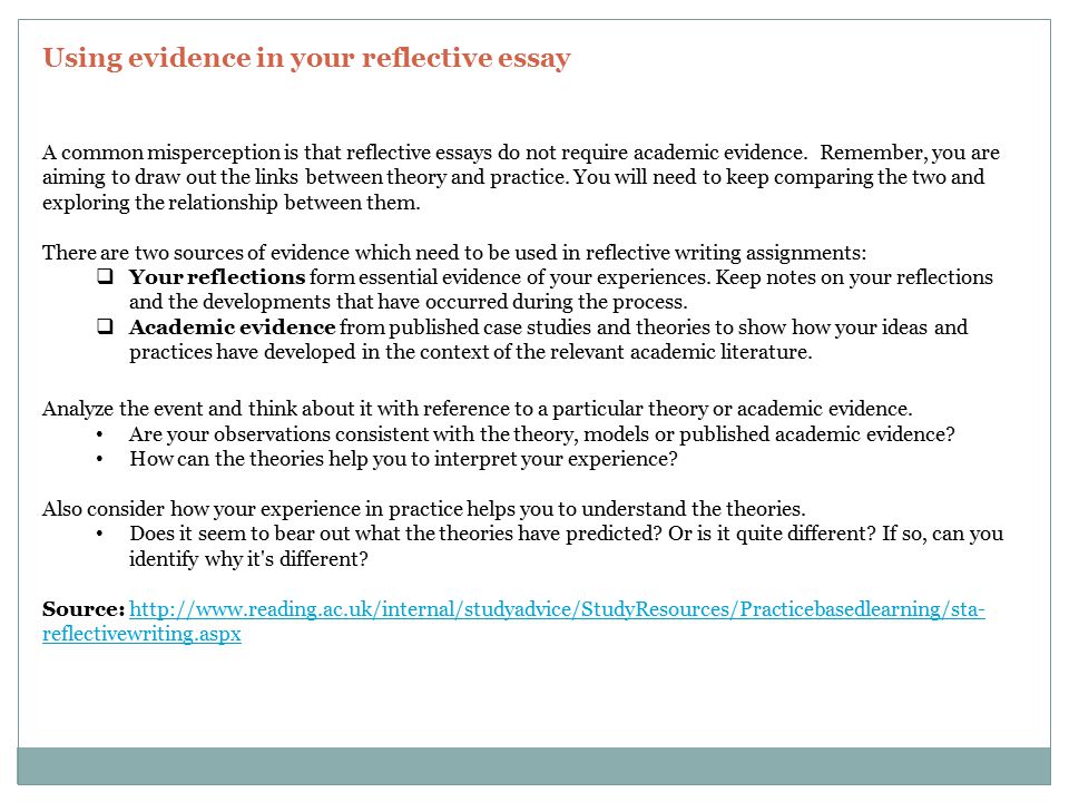 narrative reflective essay example