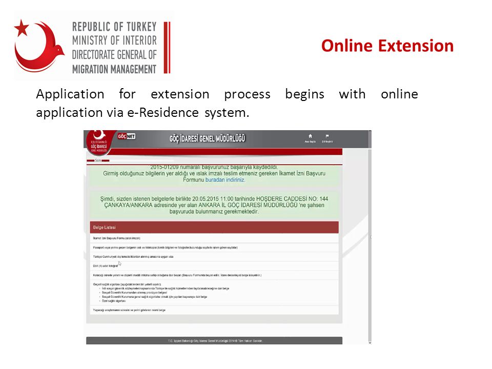 Application for extension process begins with online application via e-Residence system.
