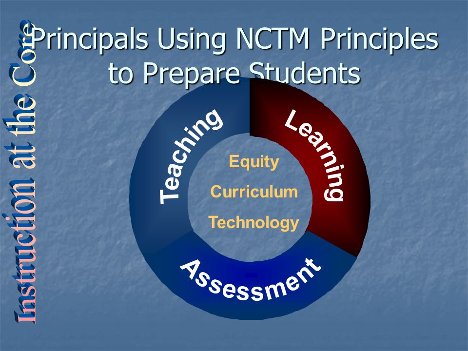 Principals Using NCTM Principles to Prepare Students Equity Curriculum Technology