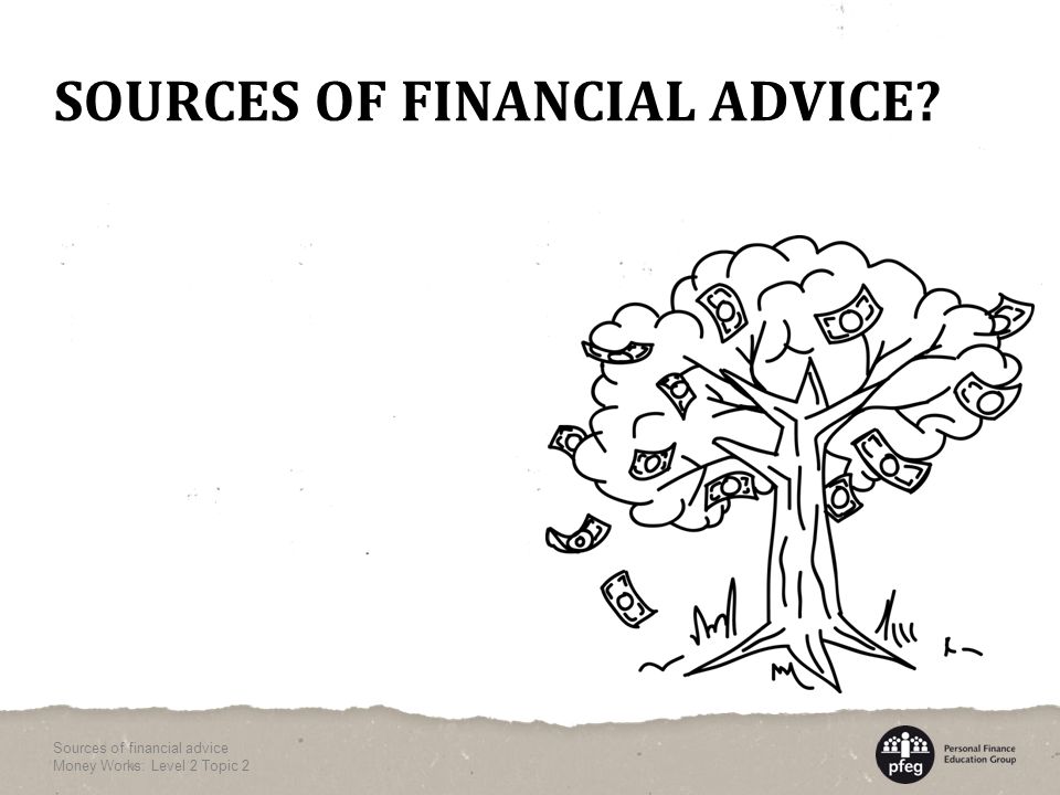 SOURCES OF FINANCIAL ADVICE Sources of financial advice Money Works: Level 2 Topic 2